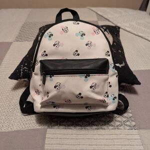 Mickey Mouse Patterned Backpack - Black and White